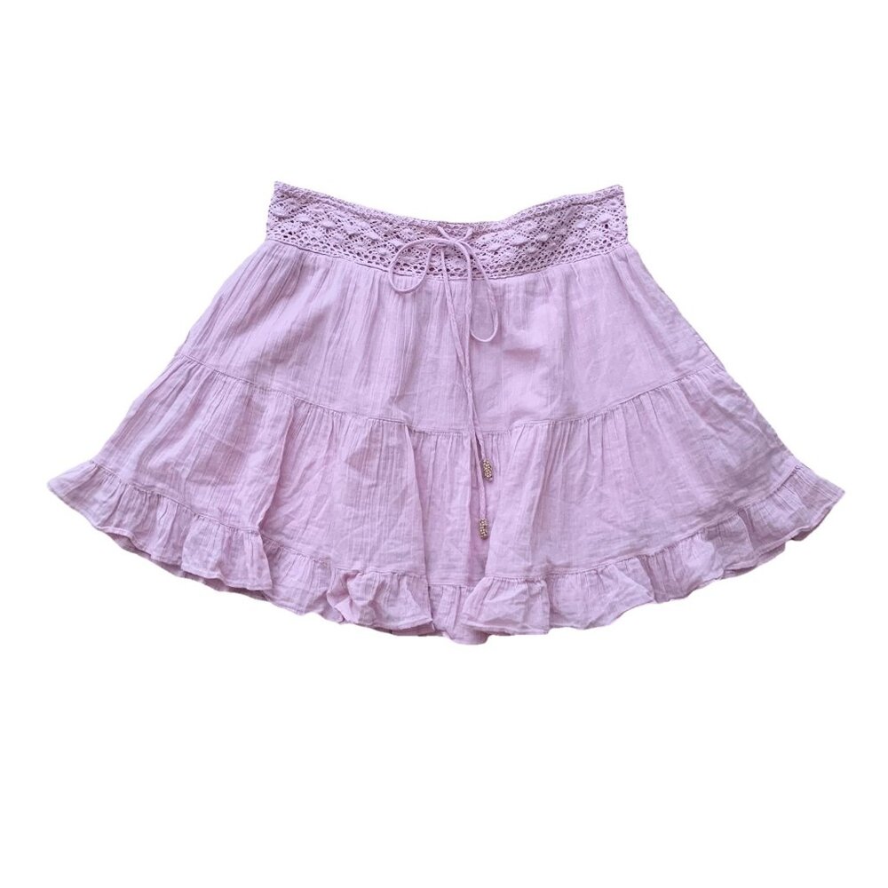 Free People Lavender Tiered Mini Skirt